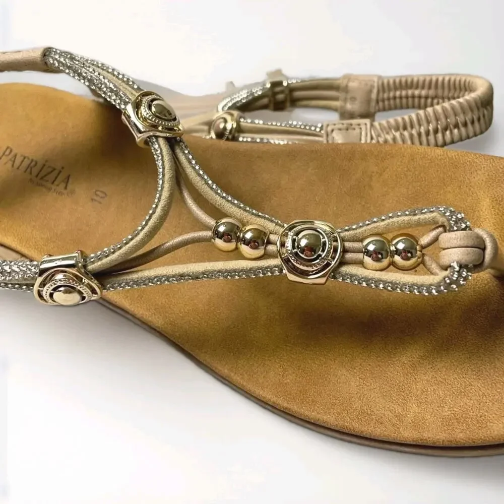 Patrizia by Spring Step Women's Rhinestone Embellished Thong Sandals Size 10